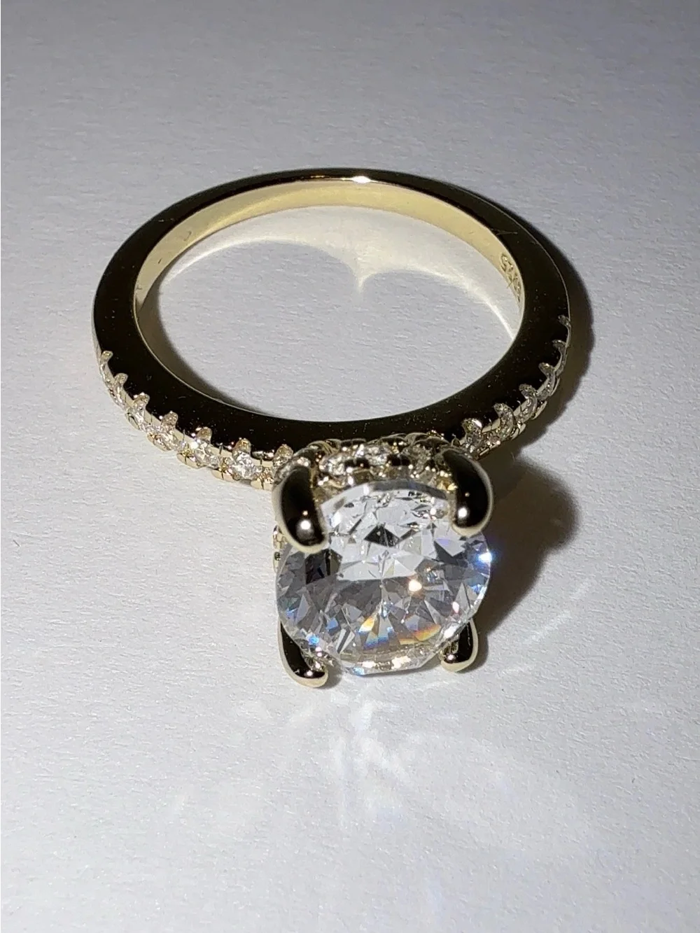 925 Sterling Silver 14Gold Plated Solitaire Halo Engagement CZ Ring -Jewelry-7
